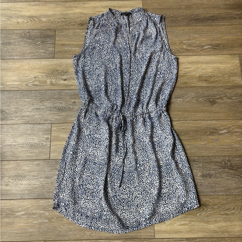 Hilary Radley Dress Sz 6 Blue Sleeveless Animal Print Romper Drawstring Coastal